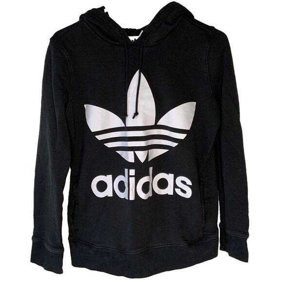 Adidas Women's Activewear Hoodie Pullover Sweatshirt Black White Size Small - Picture 1 of 7